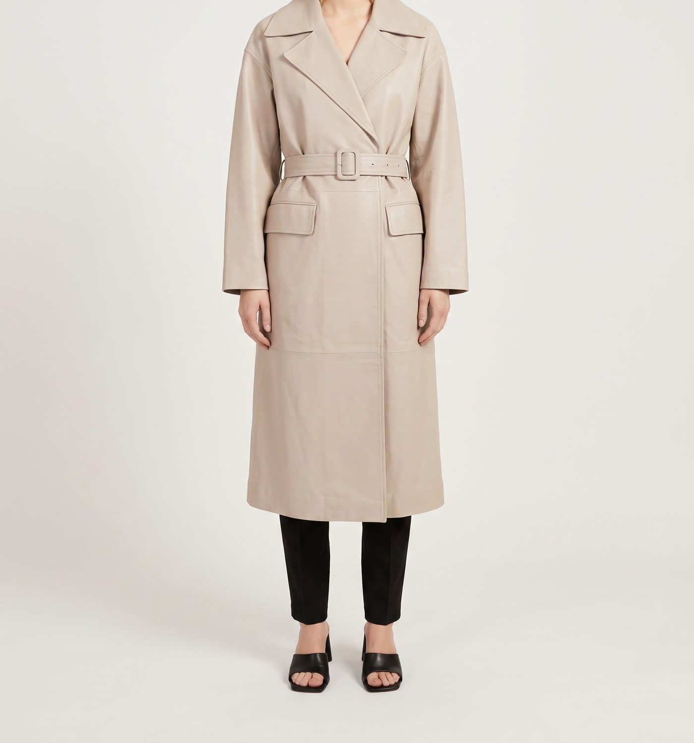 ARANEE trench in bone, styled on model